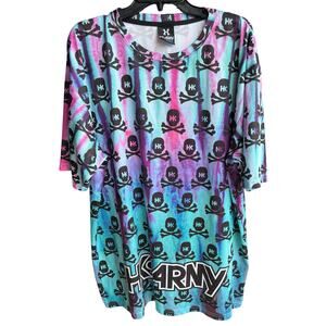 HK Army All Over Print Dri Fit Tee tie-dye skulls big and tall Sz XXXL 3X